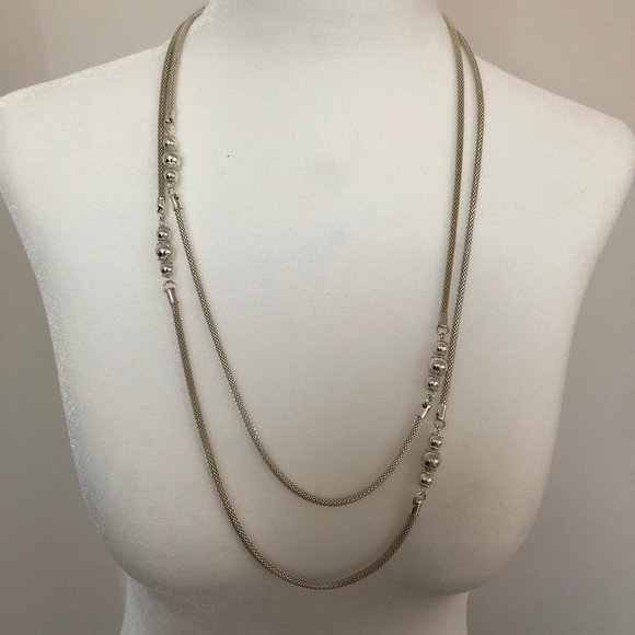 Extra Long Silver Tone Necklace - Picture 4 of 7